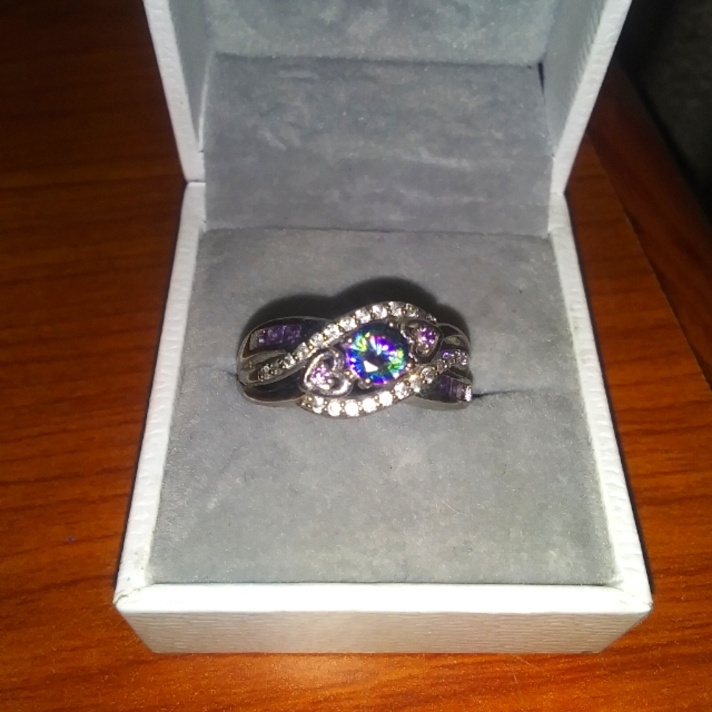 Blue tanzanite sterling silver ring